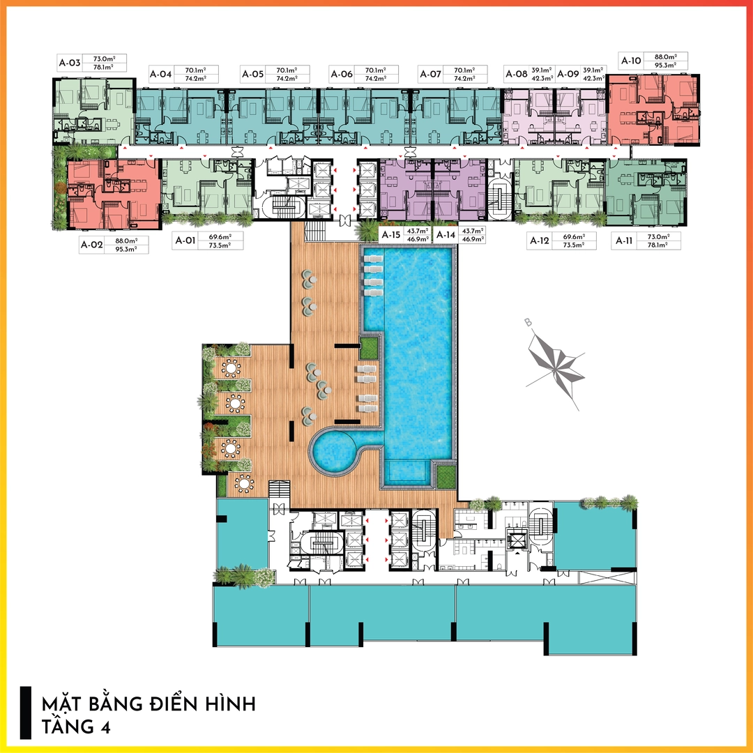 Mặt bằng tầng 4 dự án căn hộ cao cấp A&T Sky Garden